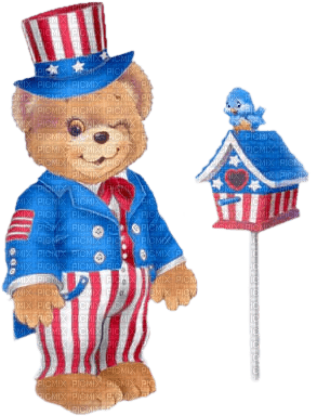 Kathleen Reynolds 4th July American USA Cute Bear - ilmainen png