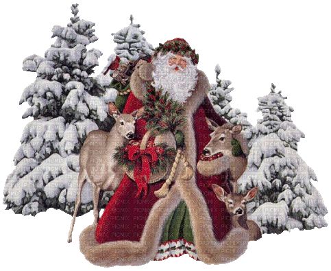 Weihnachtsmann, Rentiere - Zdarma animovaný GIF