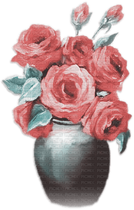 soave deco flowers  vintage  vase rose  pink teal - 無料png