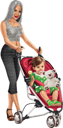 Mother with a child in a pram. Woman. Leila - bezmaksas png