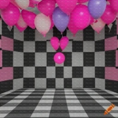 Checkerboard Room with Pink Balloons - nemokama png