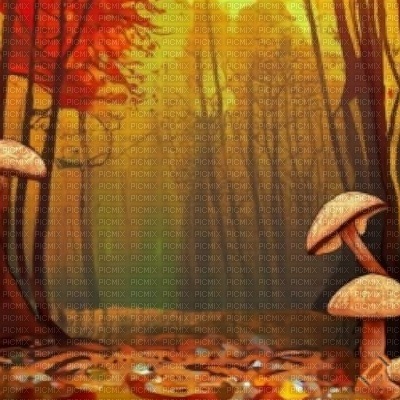 Autumn Forest with Mushrooms - png gratuito