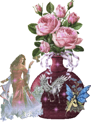femme bouquet - Δωρεάν κινούμενο GIF