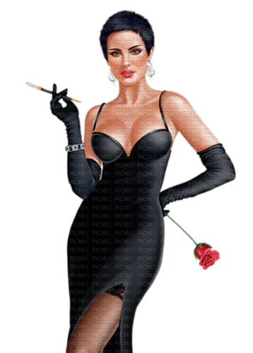 Woman with a cigarette and a rose. Leila - besplatni png