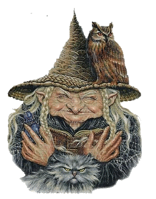 Kaz_Creations Witch Cat Owl Halloween - Animovaný GIF zadarmo