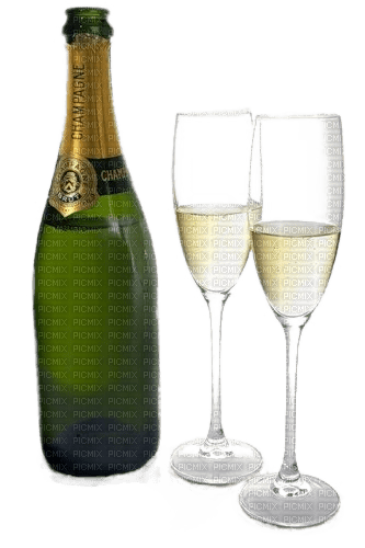 Champagner, Flasche, Gläser - zdarma png