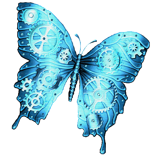 Steampunk.Butterfly.Blue - By KittyKatLuv65 - GIF animado grátis
