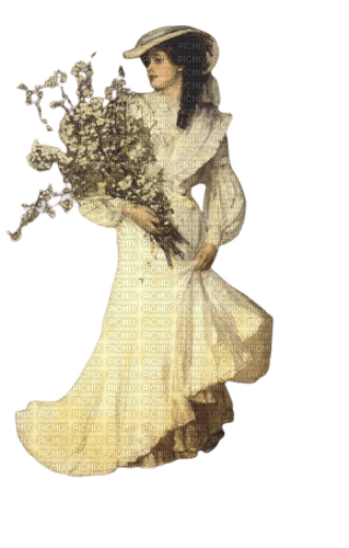 woman with flowers 2 - nemokama png