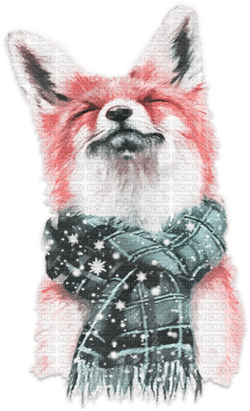 soave animals winter scarf deco fox pink teal - безплатен png