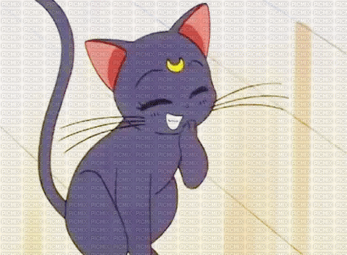 Laughing Luna the cat gif lol anime - Бесплатный анимированный гифка
