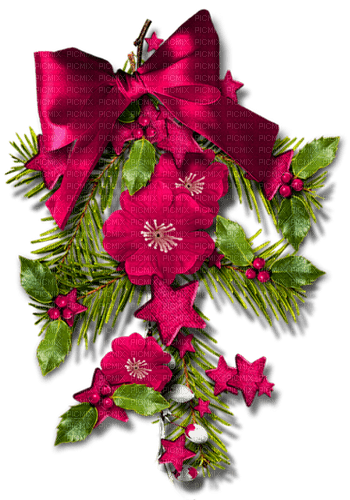 Christmas.Branch.Green.Pink - Free PNG