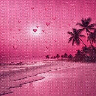 Pink Beach with Hearts - png gratis