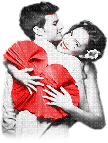 soave couple valentine  heart black white red - png gratis