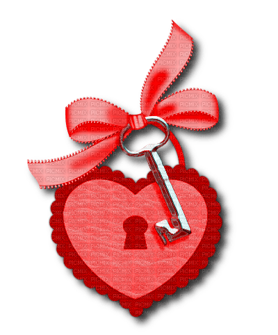 Heart.Lock.Key.Bow.Silver.Red - nemokama png