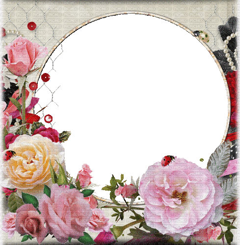 Cadre.Frame.Round.Roses.Flowers.Victoriabea - Ücretsiz animasyonlu GIF
