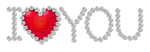 I Love You Text Red Heart Silver - Bogusia - besplatni png