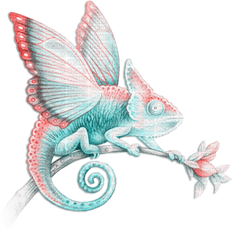 soave deco animals Chameleon fantasy pastel - png ฟรี