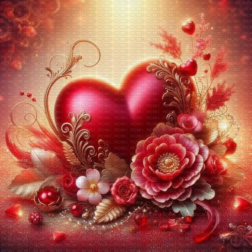 heart flowers valentine background - фрее пнг