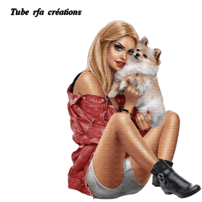 RFA CRÉATIONS - FEMME ASSISE ET CHIEN - Free PNG