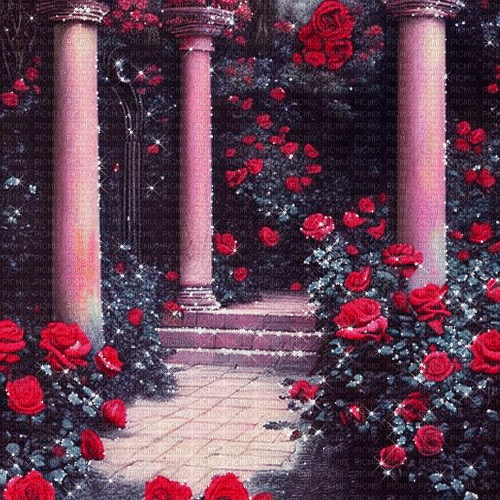 springtimes background glitter animated roses - Ilmainen animoitu GIF