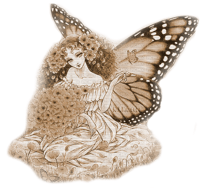 Y.A.M._Fantasy fairy Sepia - darmowe png