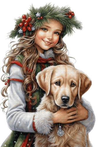 loly33 enfant chien hiver noël - δωρεάν png