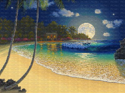 MMarcia glitter paisagem praia luar fond - Bezmaksas animēts GIF