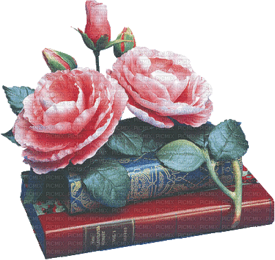 Livre Avec Des Roses ** - Gratis geanimeerde GIF