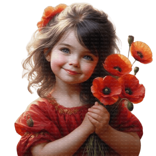 loly33 enfant coquelicot - 免费PNG