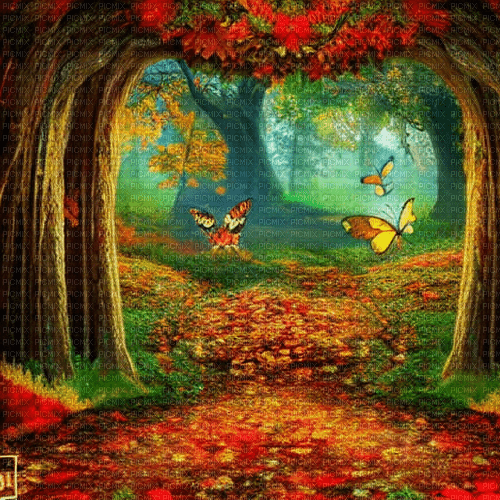 kikkapink fantasy background forest autumn - PNG gratuit