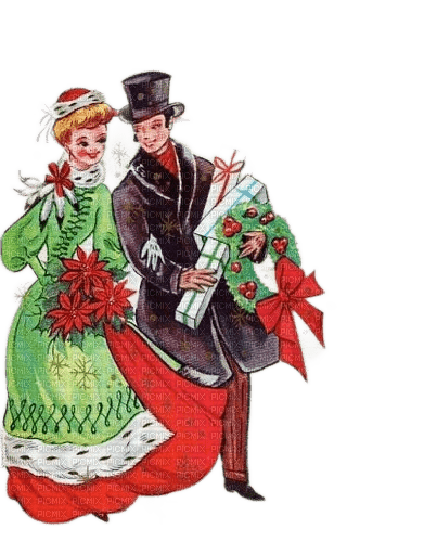 loly33 couple vintage noël - 免费PNG