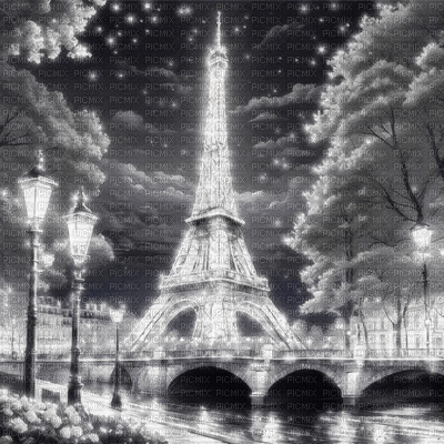 Black white Paris night background Rox - GIF animado grátis