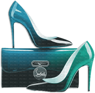 soave deco fashion bag shoe blue green - Free PNG