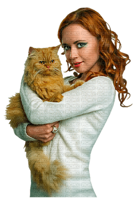 woman with cat bp - PNG gratuit