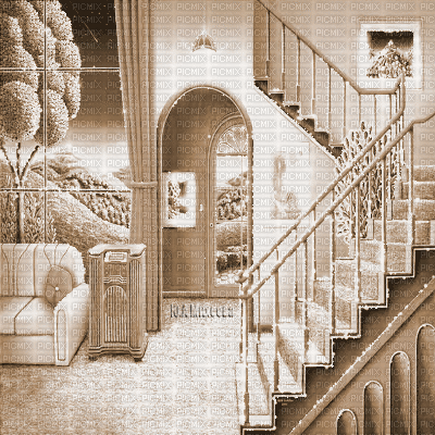 Y.A.M._Interior room background sepia - 無料のアニメーション GIF