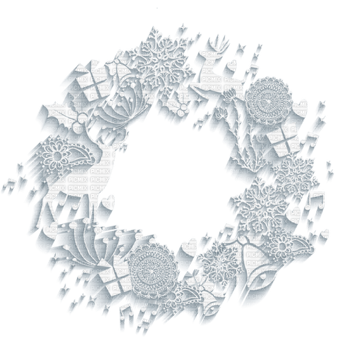 white Christmas wreath Bb2 - PNG gratuit