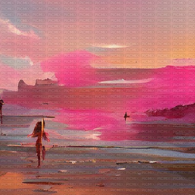 Pink Sunset Beach - Free PNG
