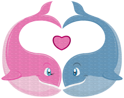 Kaz_Creations Valentine Deco Love Cute Whales Dolphin - PNG gratuit