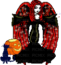 halloween dollz gothic black red cat - Бесплатный анимированный гифка
