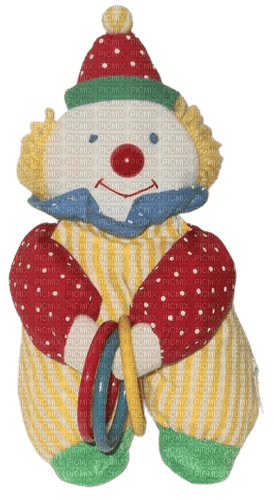 cute stuffed clown doll red blue green polka dot - gratis png