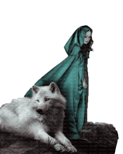 kikkapink gothic dark woman wolf white - png gratis