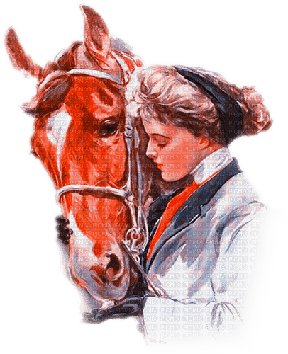 soave woman vintage horse brown orange - png gratuito