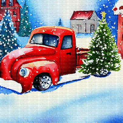 kikkapink vintage background car christmas - GIF animate gratis