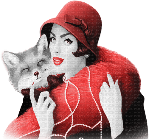 soave woman vintage autumn winter animals - Free PNG