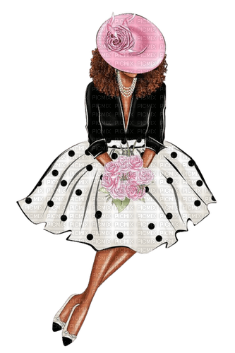 Woman White Black Pink - Bogusia - PNG gratuit