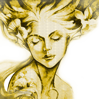 Y.A.M._Art Fantasy woman girl yellow - png grátis