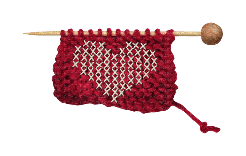 Tricot Laine Rouge Coeur Blanc:) - Free PNG