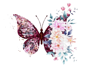 Butterfly flowers - png ฟรี