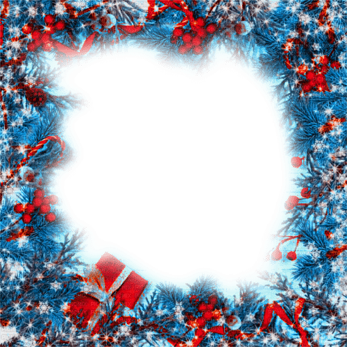 Christmas.Frame.Red.Blue - KittyKatLuv65 - png ฟรี