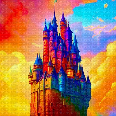 Rainbow Castle in the Sky - Free PNG